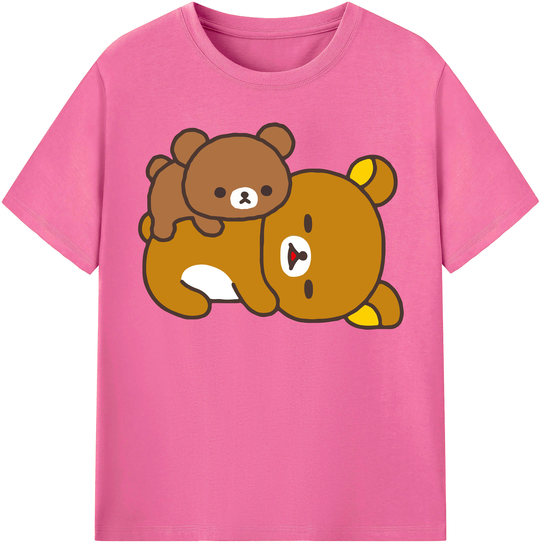 （画像用） リラックマ リラックマ キイロイトリ Rilakkuma Korilakkuma Kiiroitori レディースカジュアルプリントTシャツ（綿100％）